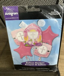First Communion Pink Blessings Balloon Bouquet 5 Pieces H - Picture 1 of 1