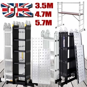 3.5M-5.7M Multi-Purpose Aluminium 14 IN 1 Combination Platform Folding Ladder UK - Picture 1 of 21