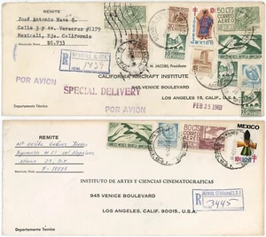 Mexico 1963 & 1972 Regis Sp. Delivery Covers w/Sp. Del. 50c, TB Seal 10c Tied - Picture 1 of 2
