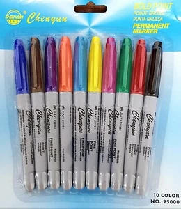 12 Pack Permanent Marker Pens Tip Sharp Bullet Point Multi Assorted Colour Pen - Picture 1 of 1