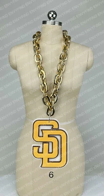 New MLB SAN DIEGO PADRES GOLD Jumbo Big Fan Chain Necklace Foam MI USA - Image 1 of 3