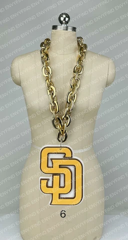 New MLB SAN DIEGO PADRES GOLD Jumbo Big Fan Chain Necklace Foam MI USA Cover