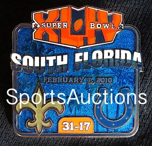 SUPER BOWL 44 Final Score LAPEL PIN & CARD Willabee Ward SAINTS vs COLTS SB XLIV - Picture 1 of 3