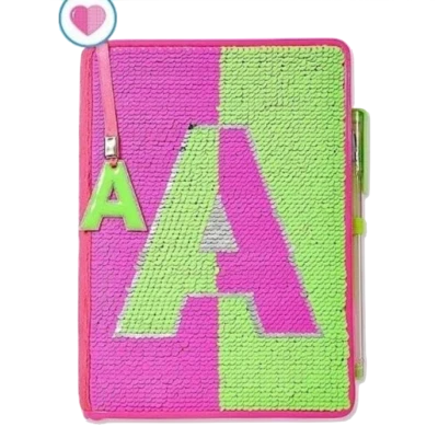 Justice 初始霓虹翻盖亮片日记本  — 第 1/3 张图片