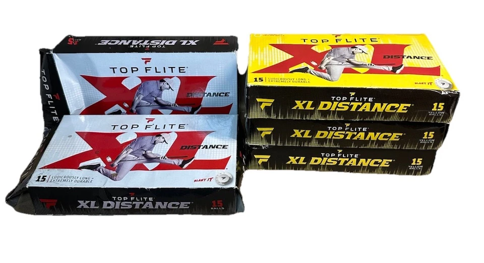 Lote de bolas de golfe Top Flite XL distância – 27 brancas + 42 amarelas (69 no total) - Imagem 1 de 3