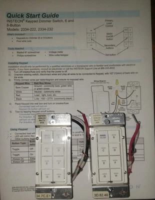 INSTEON Lot of 2 2334-232 8 Button White Key pads (USED) w/ Guide SCE 17-R2a - Image 1 of 4