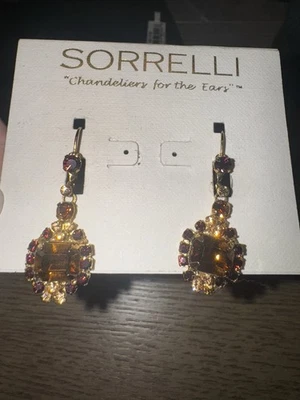 Pendientes Araña Sorrelli Oro Cristal - Ámbar Rojo Cuelga Nuevos con Etiquetas Foto 1 de 2