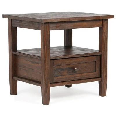 Warm Shaker SOLID WOOD 20 inch Wide Rectangle Transitional End Table in Distr... - Image 1 of 4