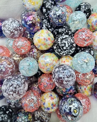 TEXTURED MIX - 25 Beautiful Glass Marbles with Speckled Effect - 14mm / 16mm - Image 1 of 3