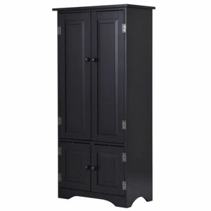 Accent Storage Cabinet Adjustable Shelves Antique 2 Door Floor Cabinet Black - Picture 1 of 11