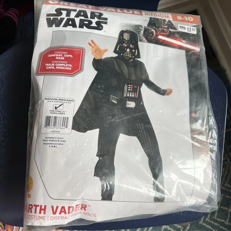 Rubíes 2005 Star Wars Darth Vader Disfraz Niño Talla Mediana Nueva Edad 5-7 Vestir Foto 1 de 4