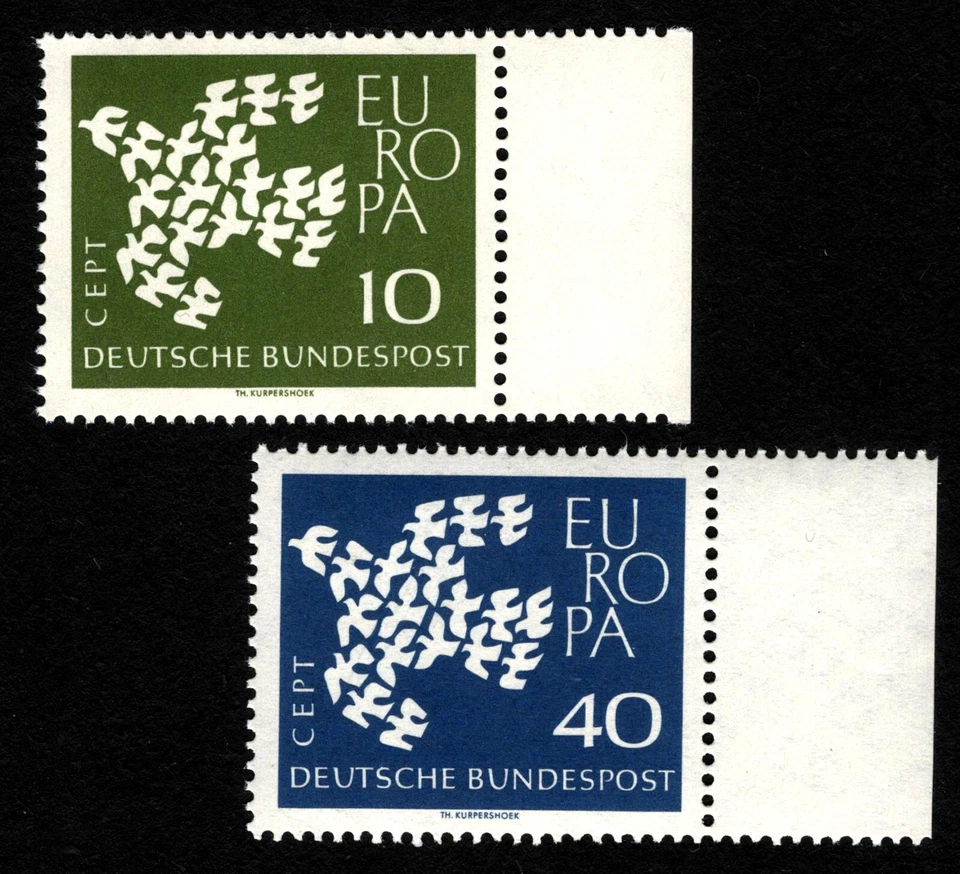 OPC 1961 Germany Europa Set Sc#844-5 Mi#367-8 MNH 46087b - Image 1 of 1