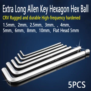 Llave Allen métrica extra larga hexagonal hexagonal llave de extremo de bola herramientas de mano 1,5 mm - 10 mm - Imagen 1 de 8