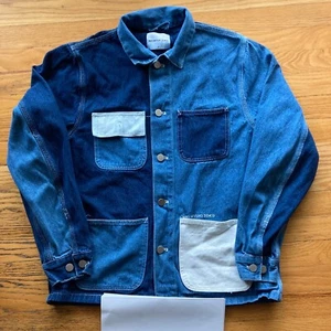 MKI MIYUKI ZOKU DENIM JEAN CHORE GIACCA CAMICIA PATCHWORK 100% COTONE astratto vintage - Foto 1 di 6