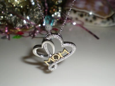 ZALES Double Heart Infinity Sterling Silver *MOM* Diamond Accent Necklace 💎 KAY - Image 1 of 4