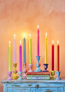 Handpainted Wooden Floral Pattern Kashmiri Candlestick Eco Fairtrade Large/Small - Picture 1 of 19