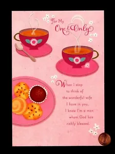 MOTHER'S DAY FOR WIFE TEA Coffee Cups Cookies Cupcake  - LARGE - Greeting Card - Picture 1 of 3