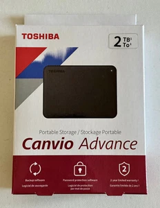Toshiba Canvio Advance 2TB Portable External Hard Drive Black USB 3 HDTCA20XK3AA - Afbeelding 1 van 4