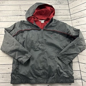 Vintage Nike Check Full Zip Hooded Windbreaker Youth Large Gray - Picture 1 of 6