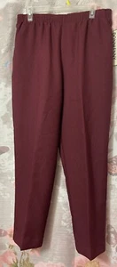 DONNKENNY Petites Womans 16P Burgundy Pull On Pants Slacks Elastic Waist NWT - Picture 1 of 11