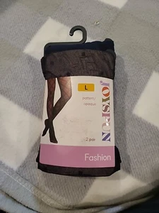 Women's Joyspun Pattern & Opaque Tights Size L (2Pair) Pack Classic Dot,Opaque - Picture 1 of 4