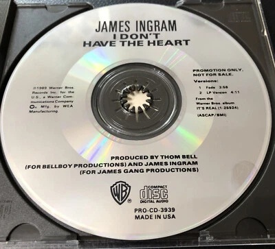 I Don't Have The Heart [Single] by James Ingram (CD, Warner) Radio PROMO - Image 1 of 2