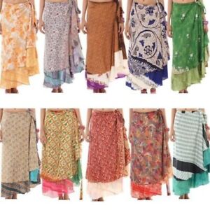 30 PC Lot Wholesale indian Vintage Silk Saree Wrap For Women Boho Magic Skiret