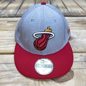 Miami Heat New Era "Low Crown" 59FIFTY Fitted Hat-Gray/Red Size 7 5/8 - Picture 1 of 5