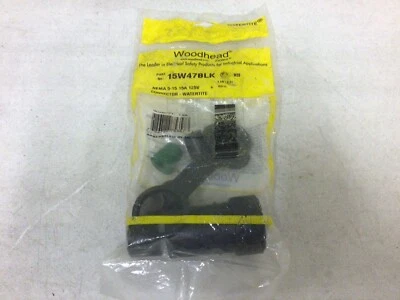 NEW, WOODHEAD 15W47BLK CONNECTOR-WATERTITE NEMA 5-15 15A 125V, FREE SHIPPING - Image 1 of 4