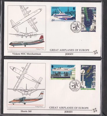JERSEY 1988 2 FDCs EUROPA TRANSPORTATION & COMMUNICATION + ARTCRAFT CACHET - Image 1 of 2