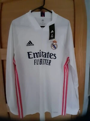 REAL MADRID HOME SHIRT,L/S, 2020/21,MEDIUM,BNWT,OFFICIAL ADIDAS - Image 1 of 4