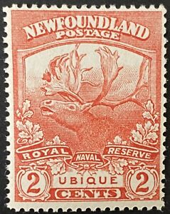 1919 SC#116 Newfoundland, Ubique Scarlet 2C Stamp, F-VF MNH, Plate Scratch