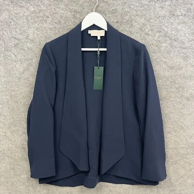 Hobbs Jacket Womens UK 14 Blue Tess Waterfall Drape Blazer Split Hem Smart BNWT - Image 1 of 4