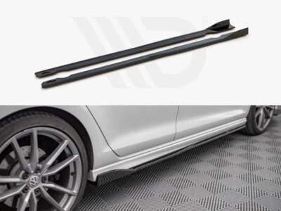 Side Skirts Diffuser Maxton Design Gloss Black ABS V2 for Volkswagen Golf R MK7