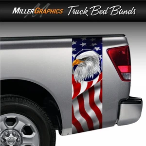 American Flag Bald Eagle #3 Truck Bed Band Decal Graphic Sticker Kit - Picture 1 of 2