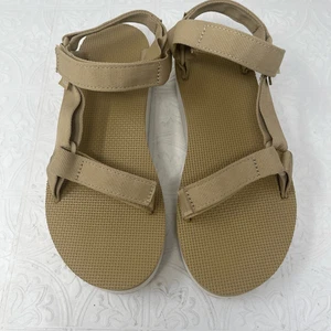 Sandalias Teva beige tostado forma plana plataforma universal con tiras talla 10 - Imagen 1 de 7