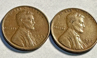 1936-D & 1936-S Lincoln Wheat 1c ~ High Grade ~ Low Mintage ~ Bargain! ~ S74 - Image 1 of 4