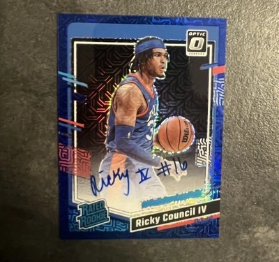 2023-24 Donruss Optic Ricky Council IV Rookie Auto Mojo Choice Blue /24 *Damage* - Image 1 of 4