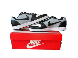 Nike Men's Ebernon Low Premium - White Black Wolf Grey  US Size 10.5  AQ1774-102 - Picture 1 of 7