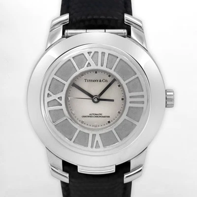 Tiffany&Co Atlas Demi Hunter Moderno 37 mm Automático Blanco Esfera Romana Banda Negra Acero Foto 1 de 4