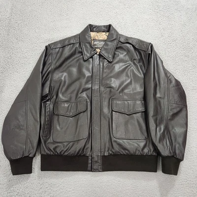 Vintage US Army Air Force Jacket Type A-2 Flyers Leather Mens XL Brown Bomber - Image 1 of 4