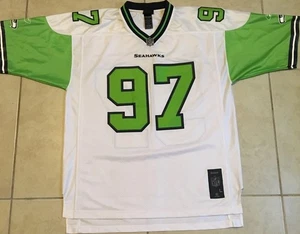 Vintage Seattle Seahawks Patrick Kerney Faded Distress #97 Trikot L Super Bowl grün - Bild 1 von 17