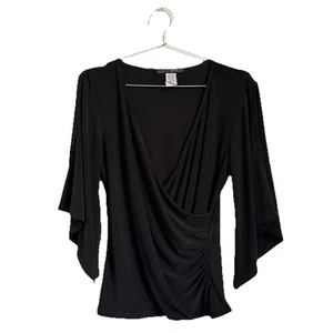 COCO BIANCO Y2K BLACK LONG SLEEVE TOP WOMENS LARGE - Picture 1 of 5