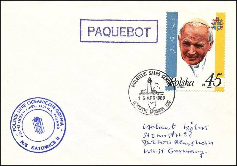 Paquebot Frighter MV KATOWICE II Polonia correo marítimo Devonport Tasmania faro Foto 1 de 1