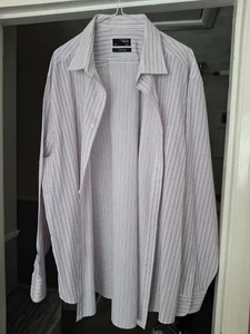Mens Thomas Nash Purple white Shirt Size 19" 48cm Easy Care New Unused - Picture 1 of 4