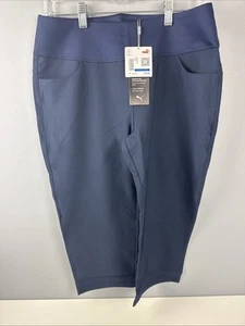 Puma Golf Crop Pants Womens M Powershape Navy Blue Stretch UPF 50+ 533017 01 NWT - Picture 1 of 7