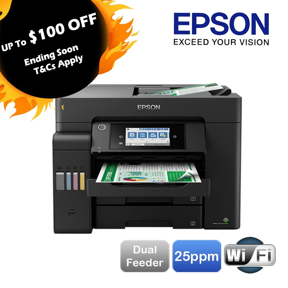 Epson EcoTank Pro ET5800 All in One Printer+ADF+Wi-Fi Dual Tray T542 C11CJ30501 - image 1 of 1