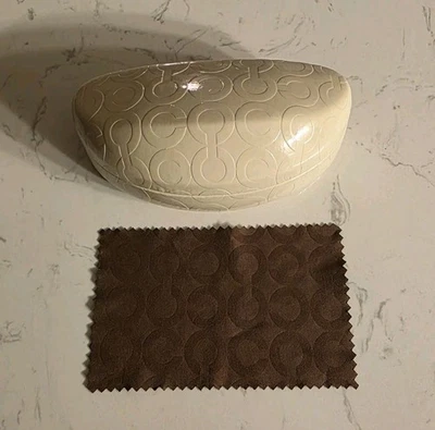 Estuche con cubierta para gafas de sol Coach con tela nuevo blanco con interior/tela marrón Foto 1 de 4