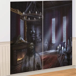 Dark Manor Ghosts Scene Setter Halloween Party Backdrop Decoration Over 5 Feet - Picture 1 of 1