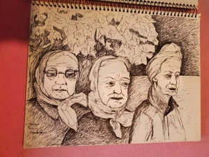 Lotto disegni AV1 Vintage Artist Alta Foster libro schizzi matita artistica originale carbone - Foto 1 di 24